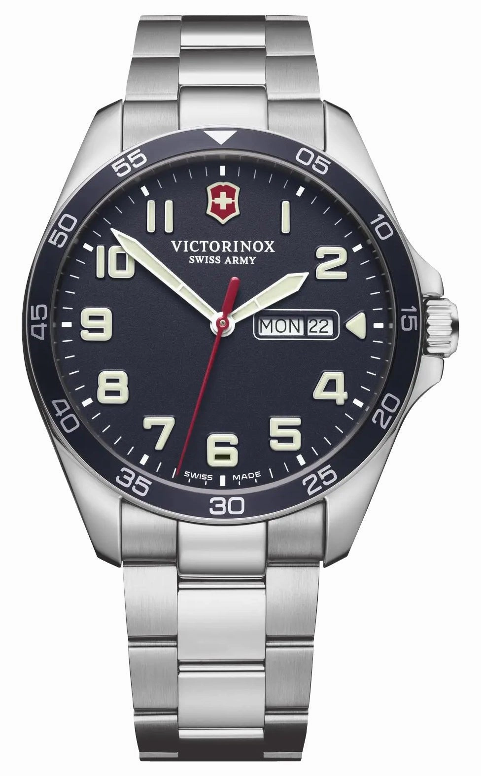 Victorinox Swiss Army Fieldforce Stainless Steel Blue Dial Day/Date Quartz Mens Watch 241851
