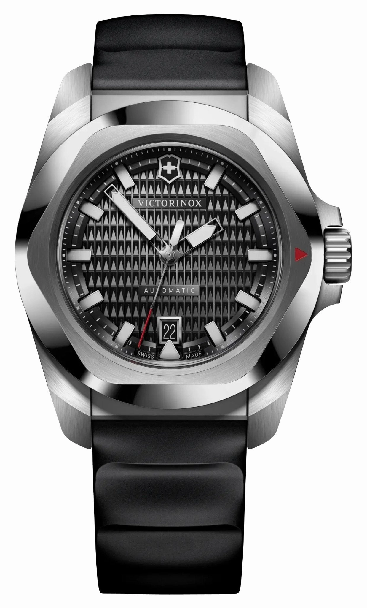 Victorinox Swiss Army I.N.O.X. Automatic Stainless Steel Black Dial Black Rubber Strap Date Divers Mens Watch 242039