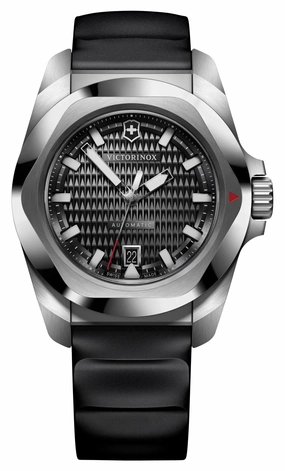 Victorinox Swiss Army I.N.O.X. Automatic Stainless Steel Black Dial Black Rubber Strap Date Divers Mens Watch 242039
