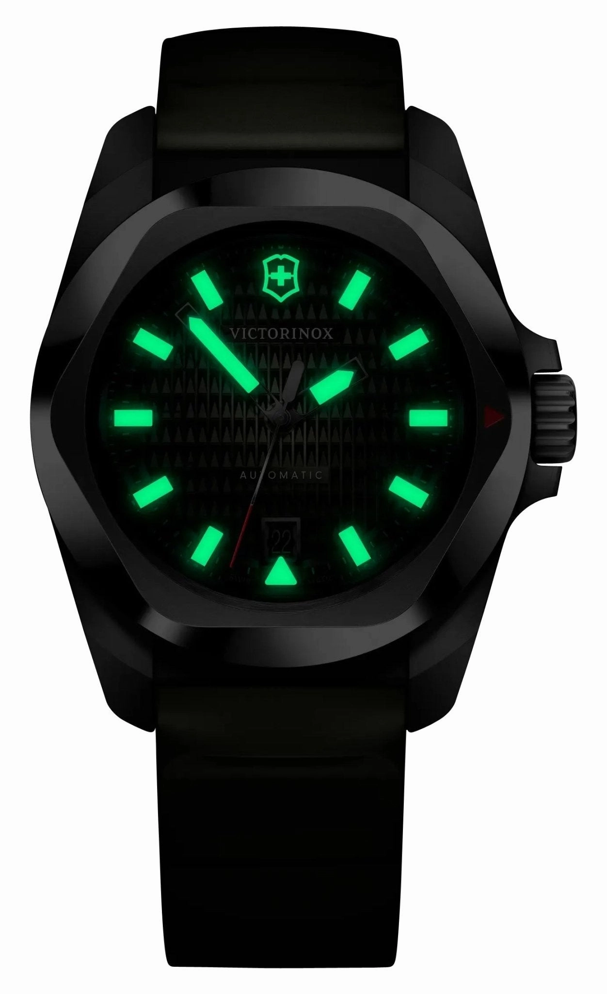Victorinox Swiss Army I.N.O.X. Automatic Stainless Steel Green Dial Green Rubber Strap Date Divers Mens Watch 242017.1