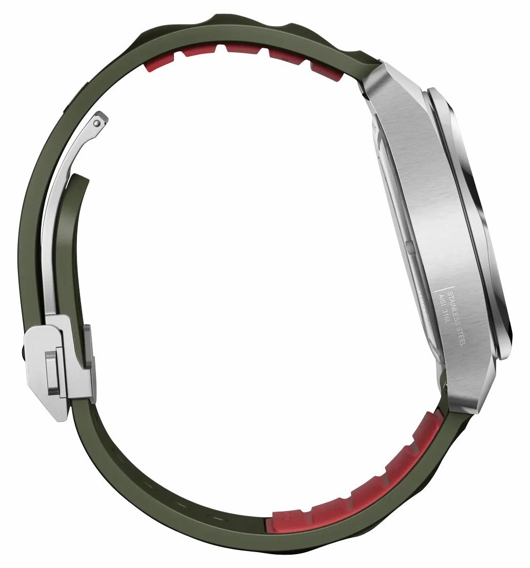 Victorinox Swiss Army I.N.O.X. Automatic Stainless Steel Green Dial Green Rubber Strap Date Divers Mens Watch 242017.1