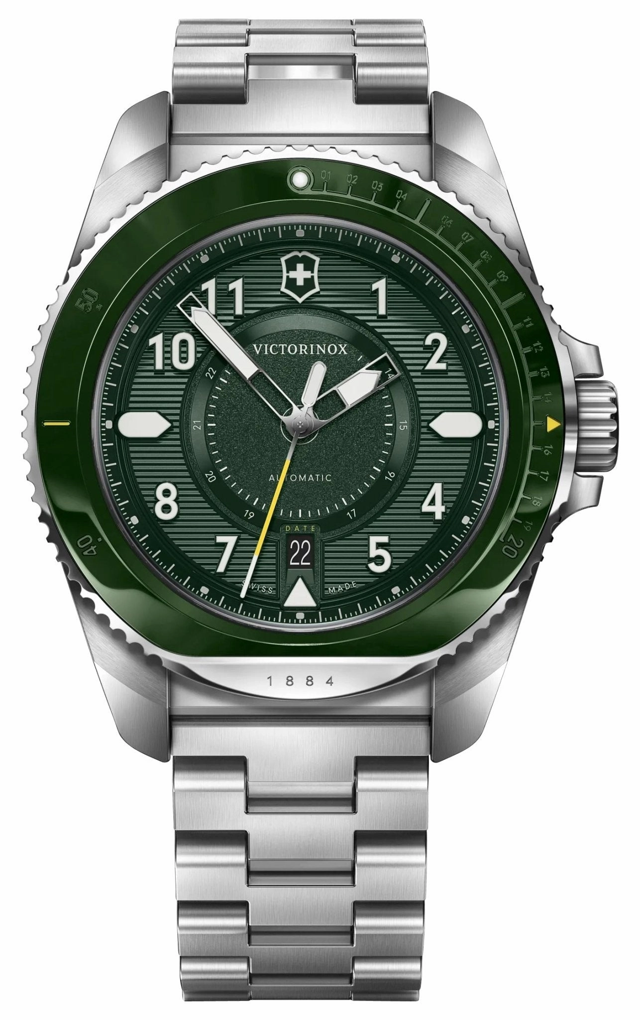 Victorinox Swiss Army Journey 1884 Automatic Stainless Steel Green Dial Date Divers Mens Watch 242015