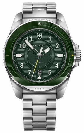 Victorinox Swiss Army Journey 1884 Automatic Stainless Steel Green Dial Date Divers Mens Watch 242015