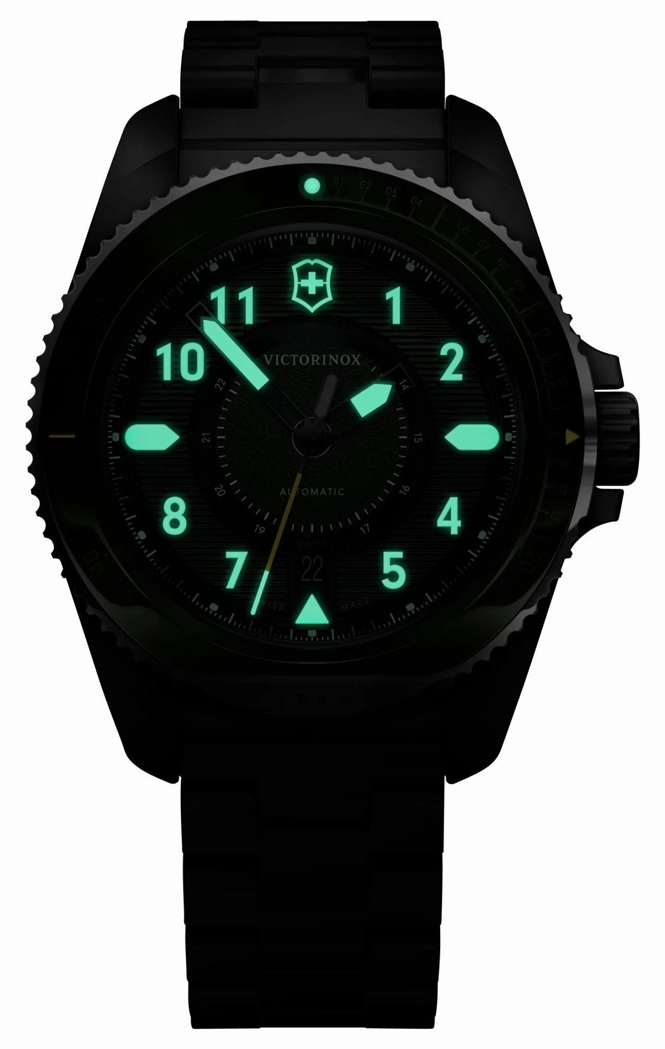 Victorinox Swiss Army Journey 1884 Automatic Stainless Steel Green Dial Date Divers Mens Watch 242015