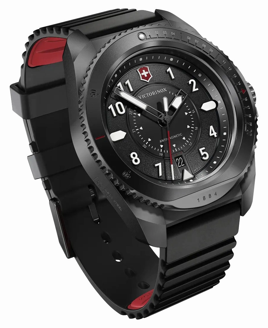 Victorinox Swiss Army Journey 1884 Black Stainless Steel Black Dial Black Rubber Strap Date Divers Quartz Mens Watch 241982