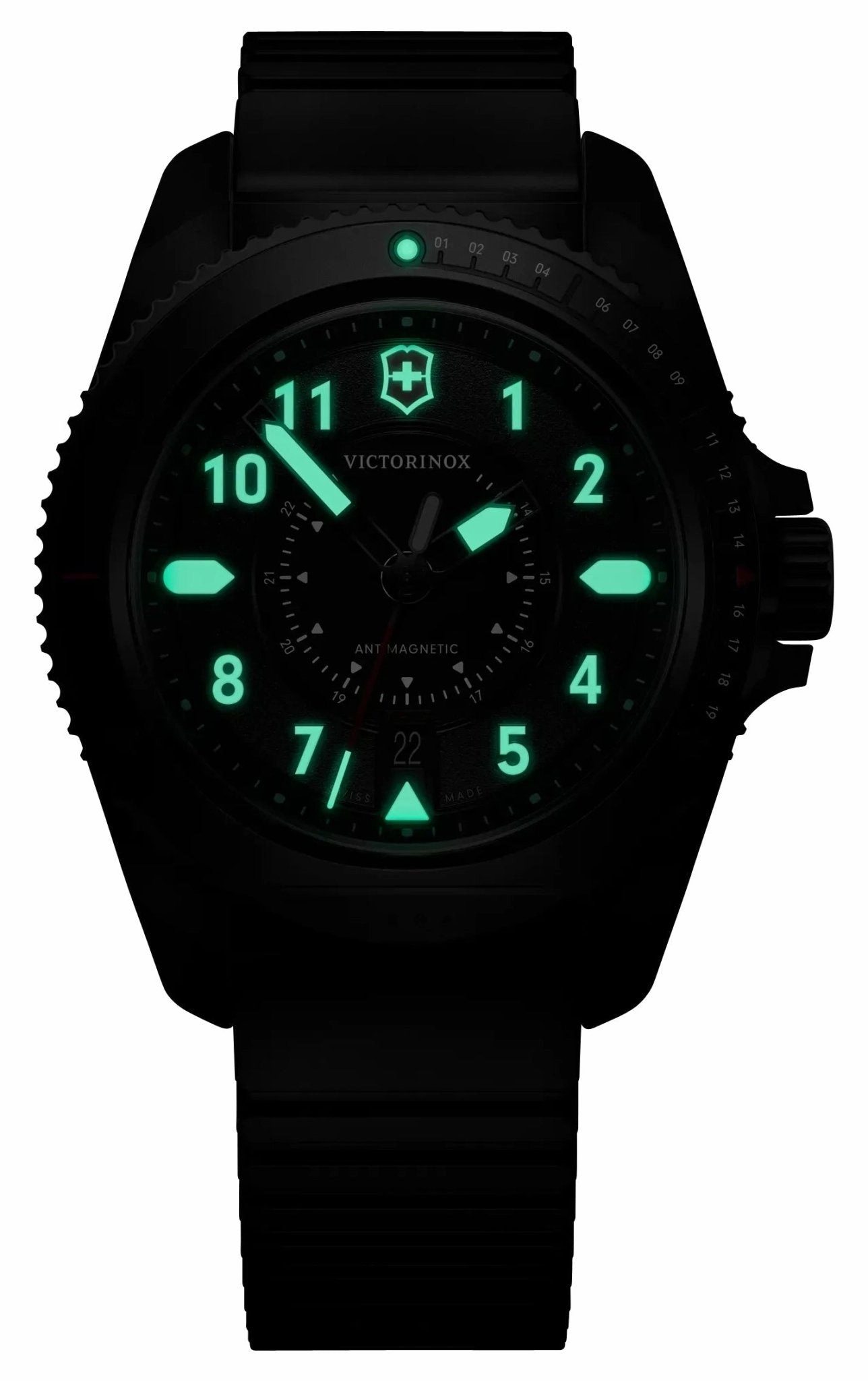 Victorinox Swiss Army Journey 1884 Black Stainless Steel Black Dial Black Rubber Strap Date Divers Quartz Mens Watch 241982