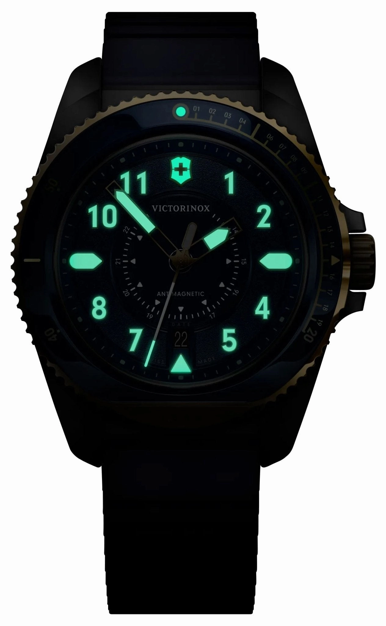 Victorinox Swiss Army Journey 1884 Stainless Steel Blue Dial Blue Rubber Strap Date Divers Quartz Mens Watch 242013