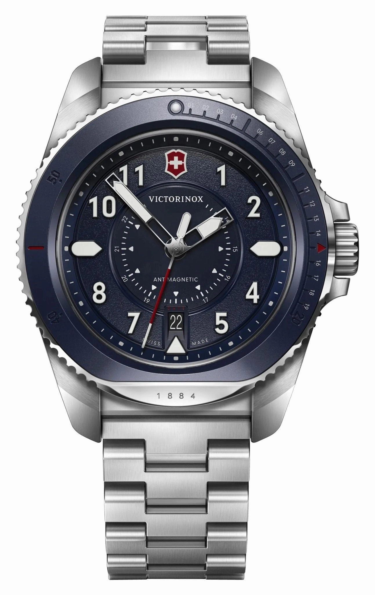 Victorinox Swiss Army Journey 1884 Stainless Steel Blue Dial Date Divers Quartz Mens Watch 241978