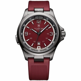 Victorinox Swiss Army Men's Quartz Watch - Night Vision Red Dial Rubber Strap | 241717