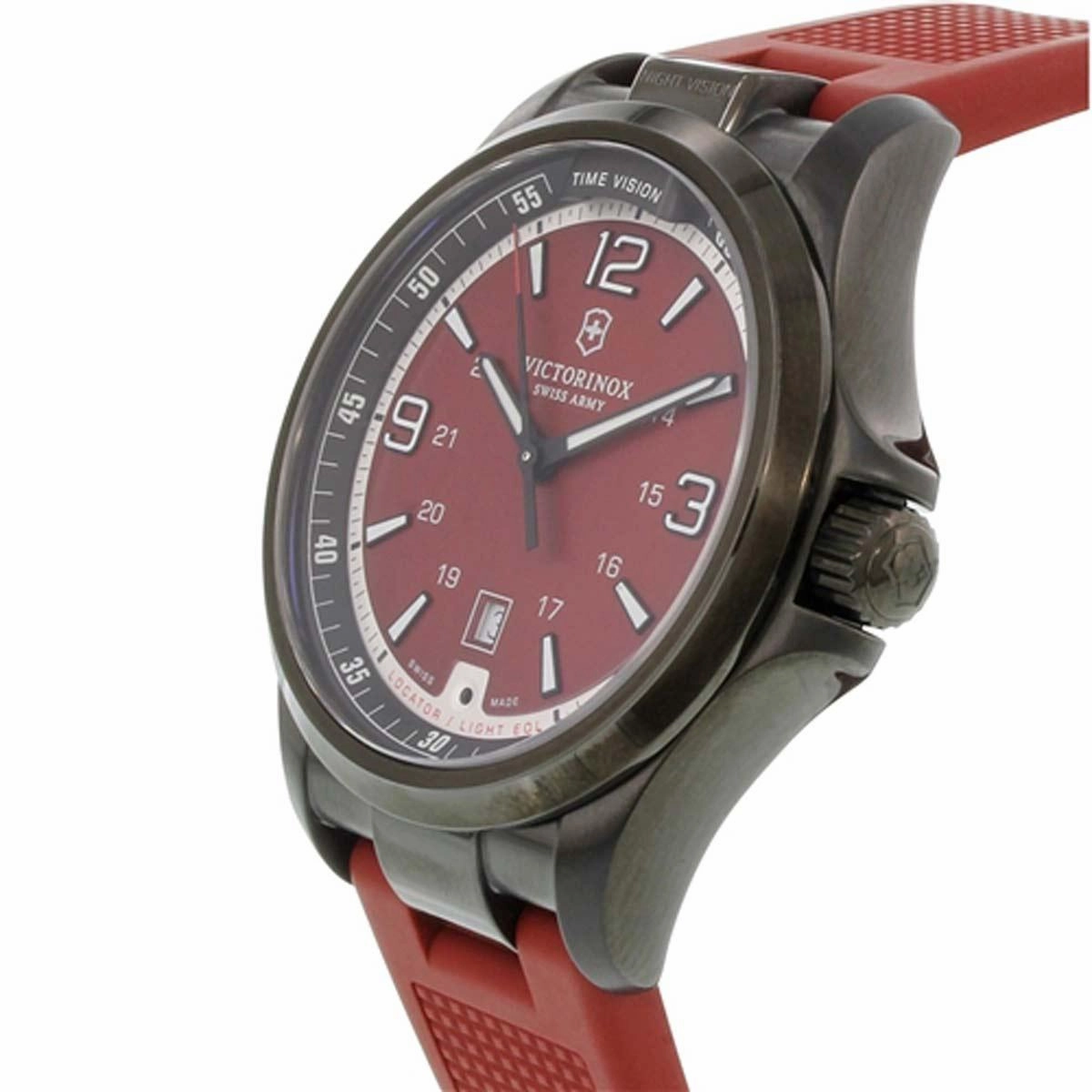 Victorinox Swiss Army Men's Quartz Watch - Night Vision Red Dial Rubber Strap | 241717