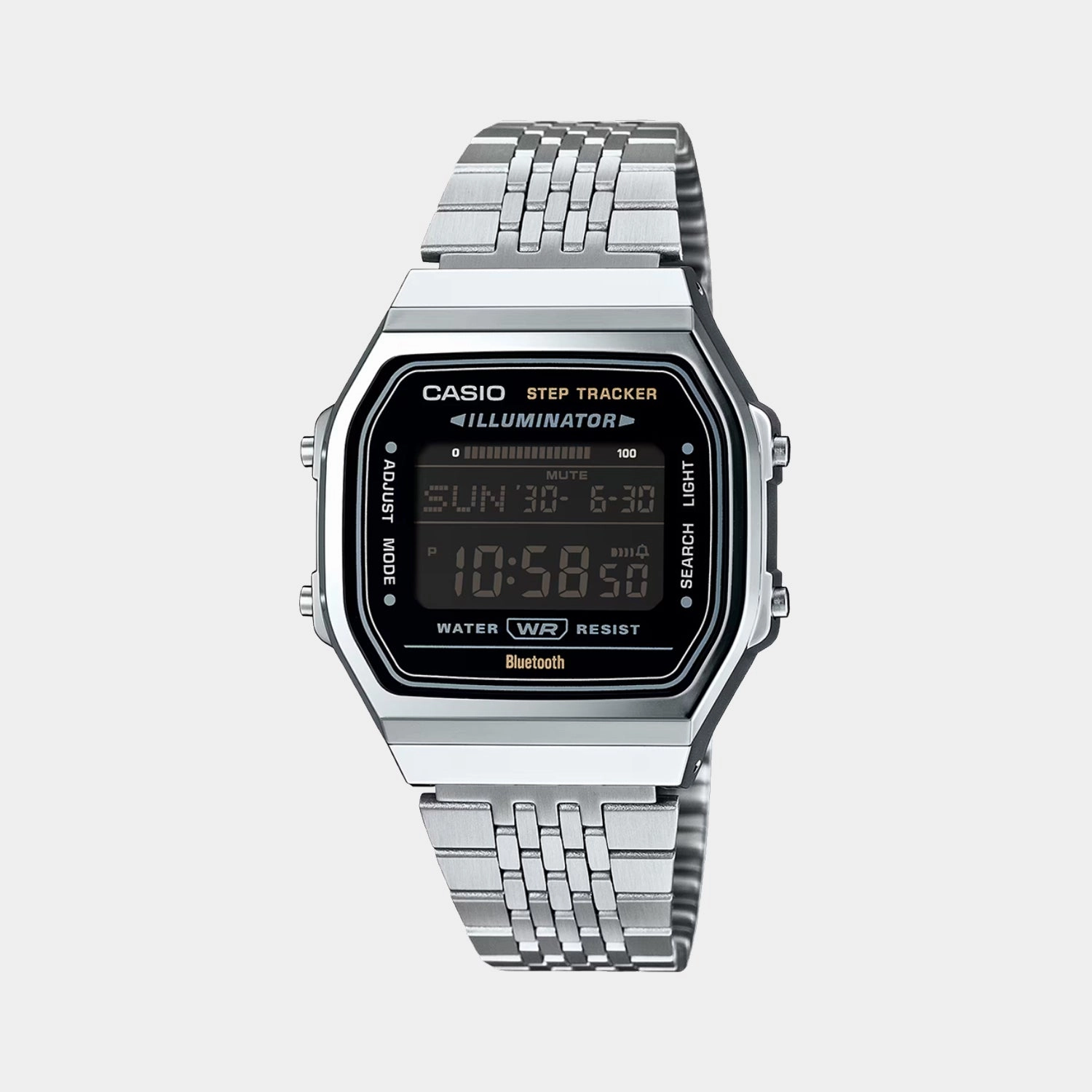 Vintage Unisex Quartz Black Dial Digital Stainless Steel Watch ABL-100WE-1BDF D366