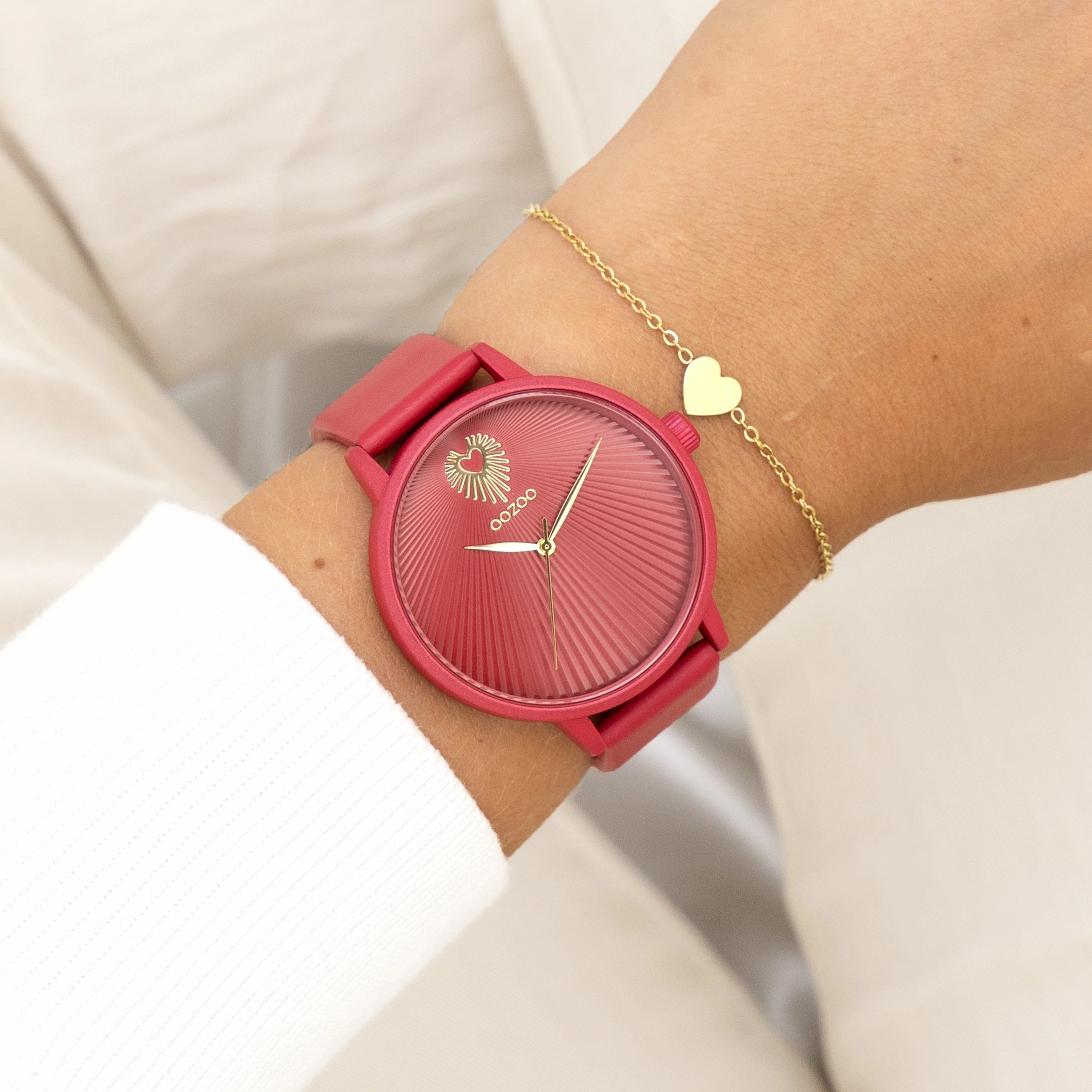 Viva magenta OOZOO watch with leather strap - C11247