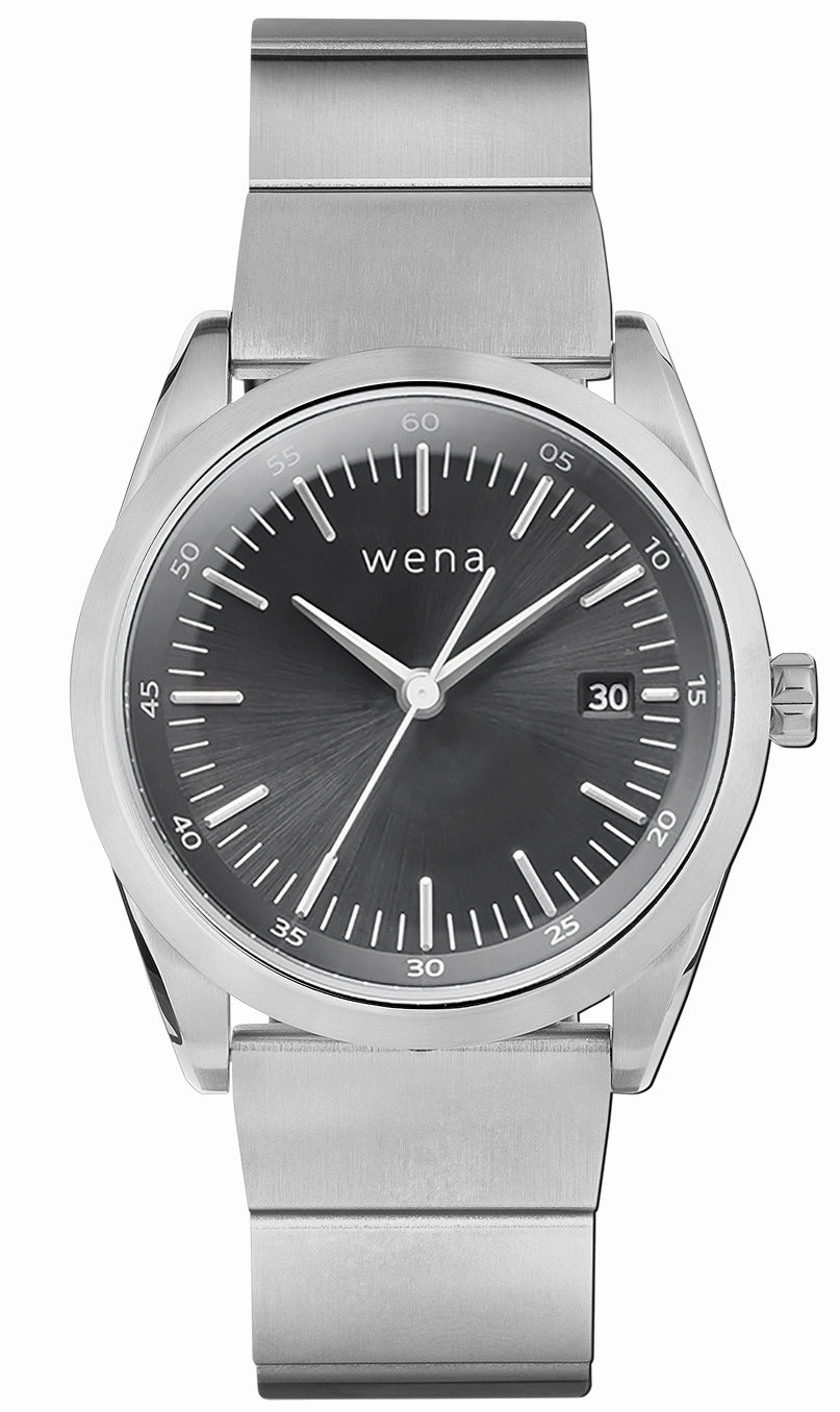 Wena Watch Wrist Pro With Silver Solar Three Hands Face