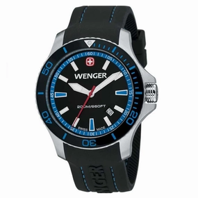 Wenger 0641.104 Men's Sea Force Blue Accents Black Dial Silicon Rubber Strap Watch