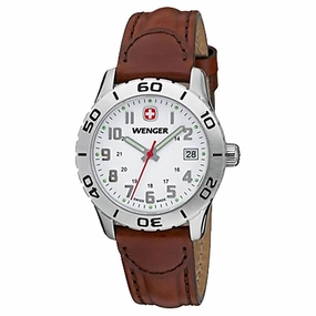 Wenger 0721.101 Swiss Made Women's Grenadier White Dial Brown Leather Strap Sport Watch