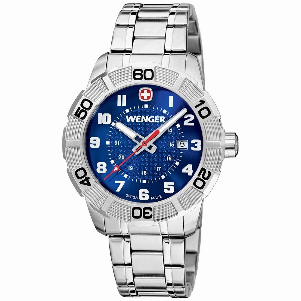 Wenger 0851.103 Men's Roadster Sport Blue Dial Steel Bracelet Watch