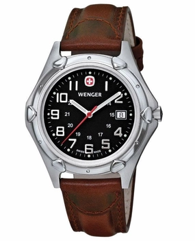 Wenger 73114 Men's Swiss Made Brown Leather Strap Watch
