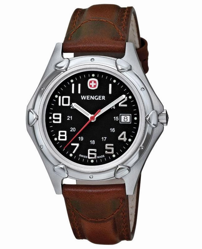Wenger 73114 Men's Swiss Made Brown Leather Strap Watch