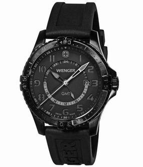 Wenger 77074 Men's Swiss Made Black Dial 100M WR Watch