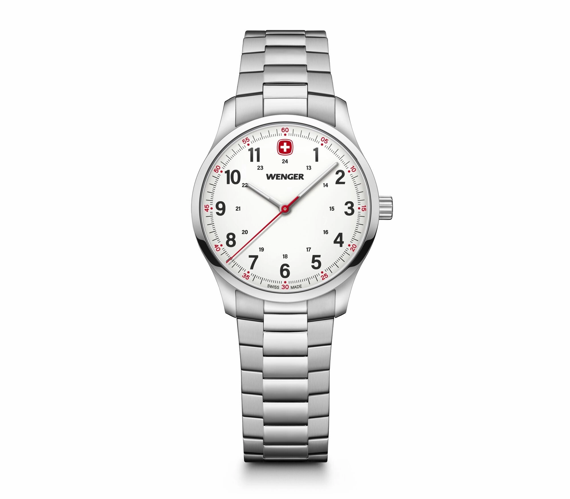 Wenger City Sport 34mm White Dial Stainless Steel Watch 01.1421.130