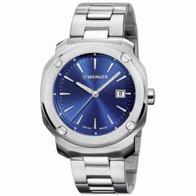 Wenger Men's Quartz Watch - Edge Index Blue Dial Silver Steel Bracelet | 01.1141.112
