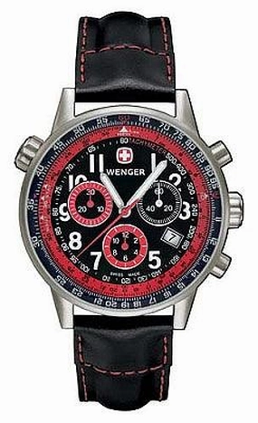 Wenger Men's Swiss Made Leather Strap Commando SR Chrono 70874