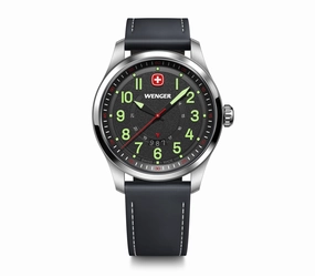 Wenger Terragraph 43 mm Black Dial Leather Watch 01.0541.121