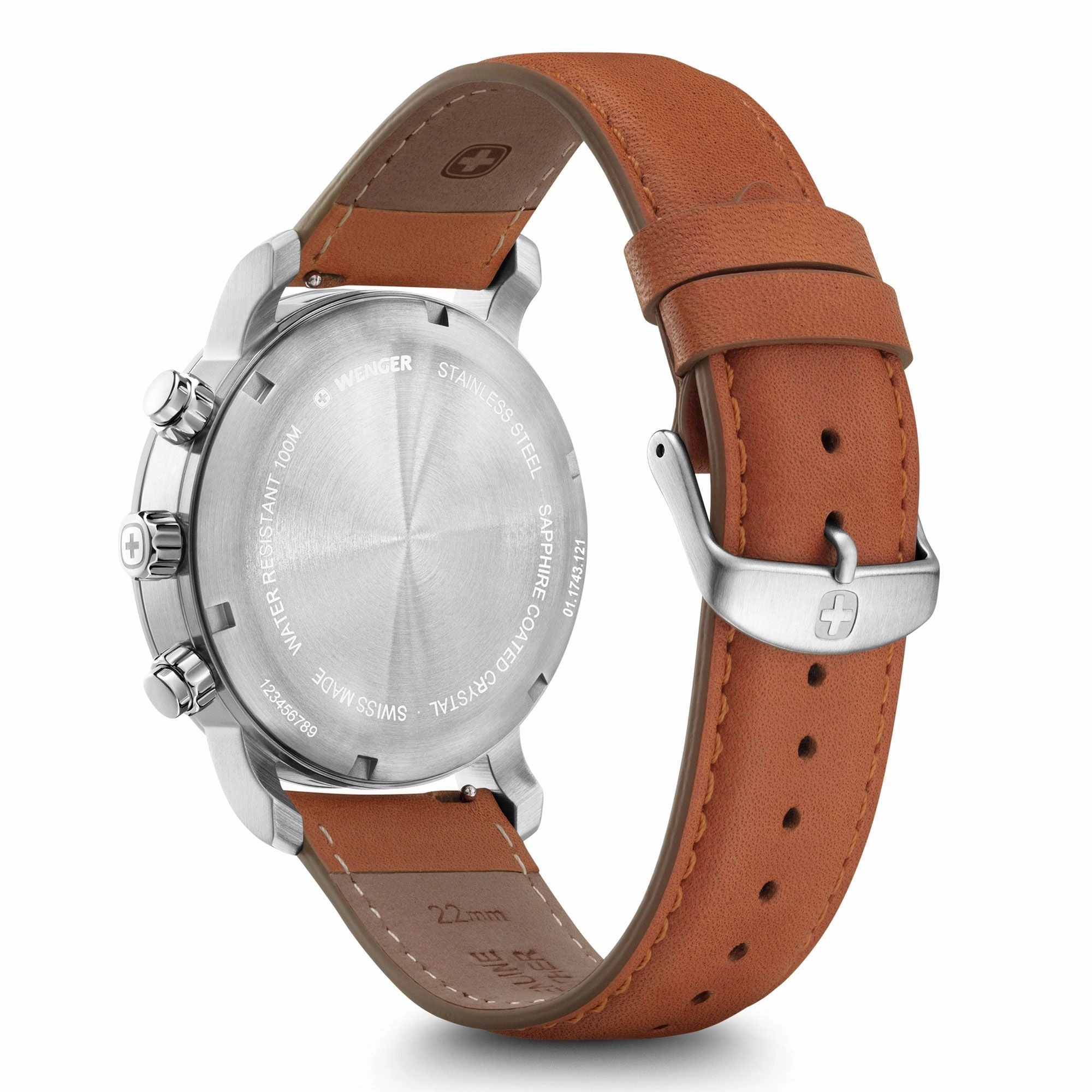Wenger Urban Classic Chrono Black Dial Brown Strap Watch 01.1743.121