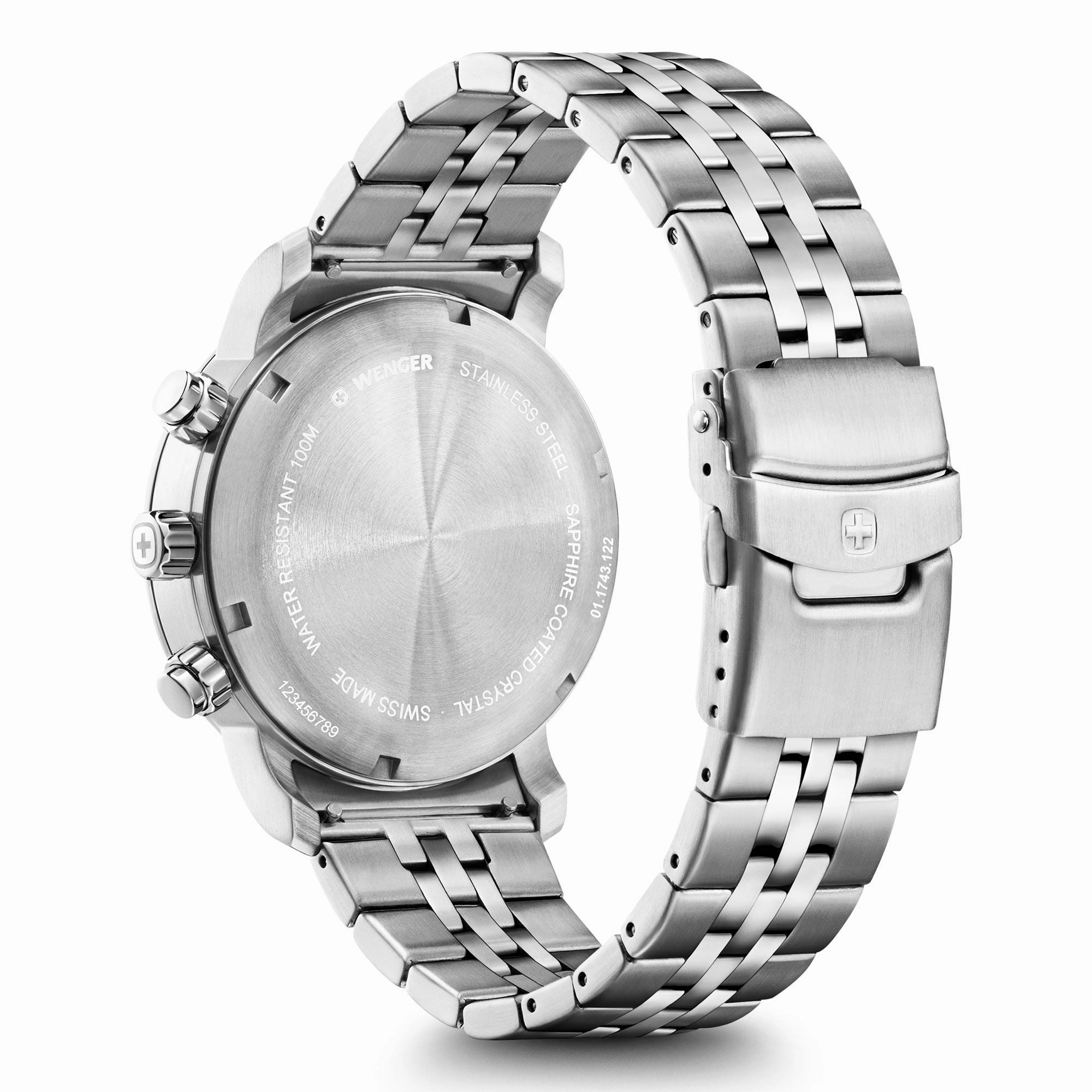 Wenger Urban Classic Chrono Black Dial Stainless Steel Watch 01.1743.122