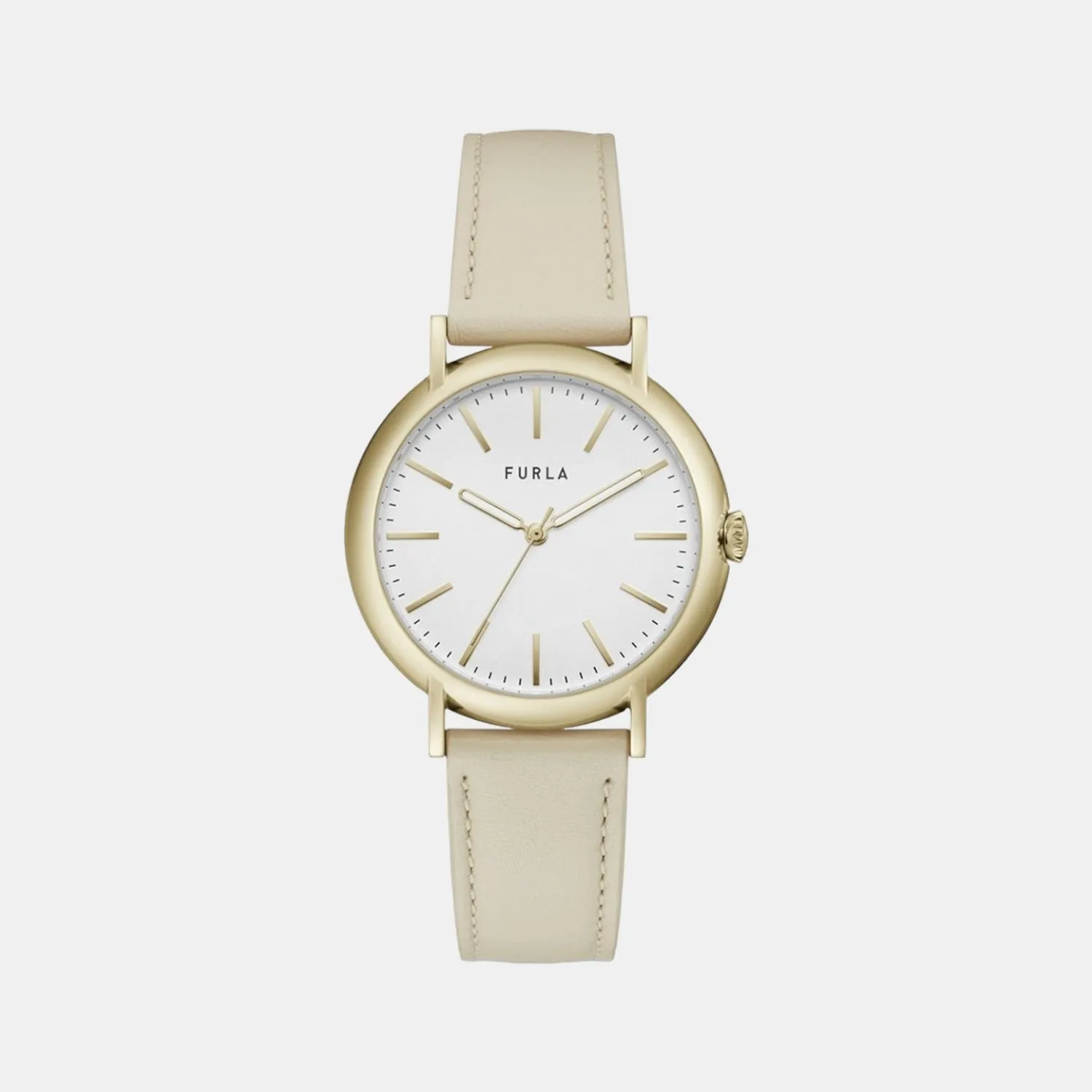 Women Beige Analog Leather Watch WW00023003L2