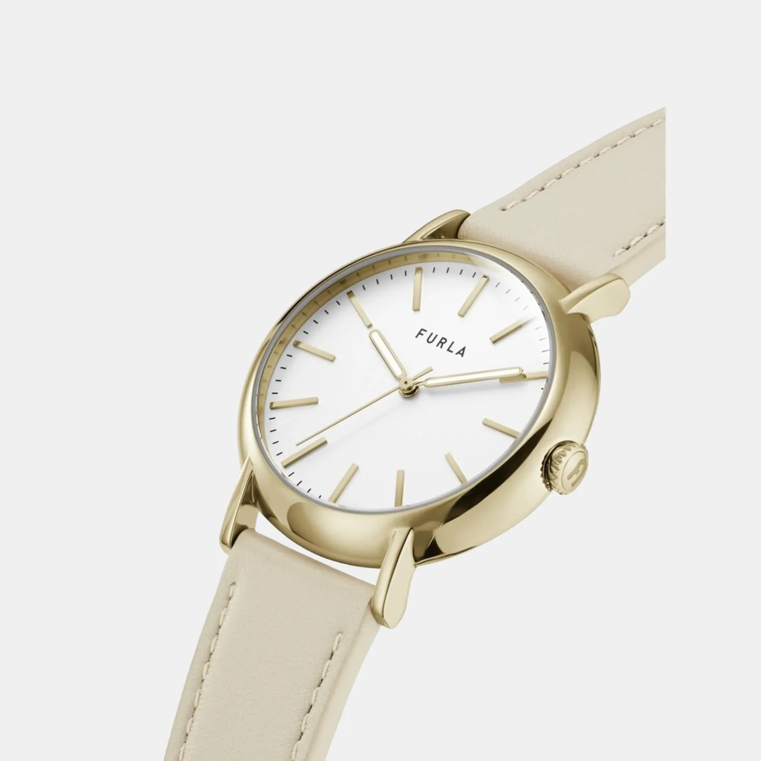 Women Beige Analog Leather Watch WW00023003L2