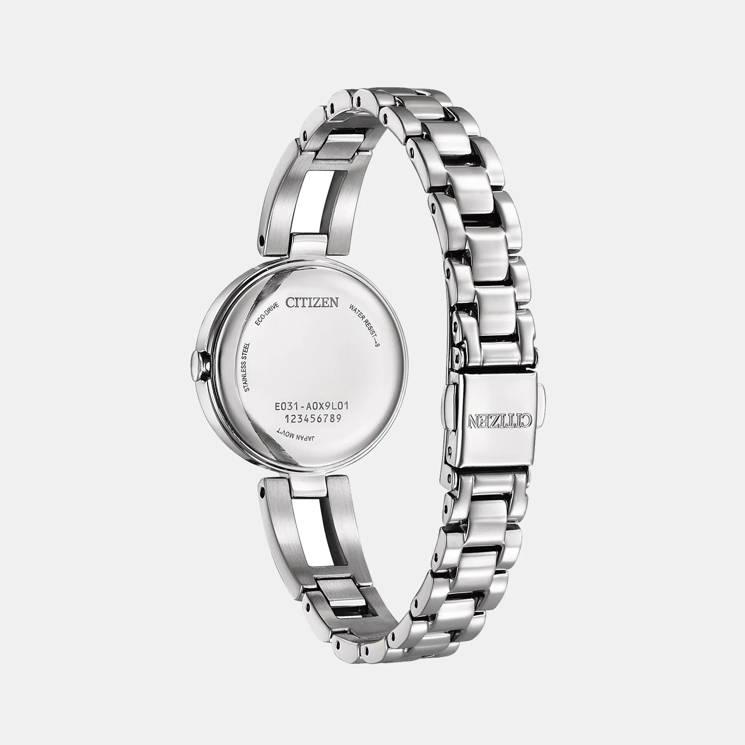 Women Eco-drive Light Blue Dial Analog Stainless Steel Watch EM0801-85N