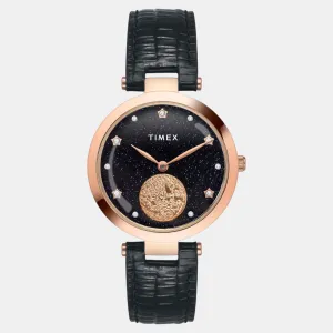 Women Quartz Black Dial Analog Leather Watch TWEL19203