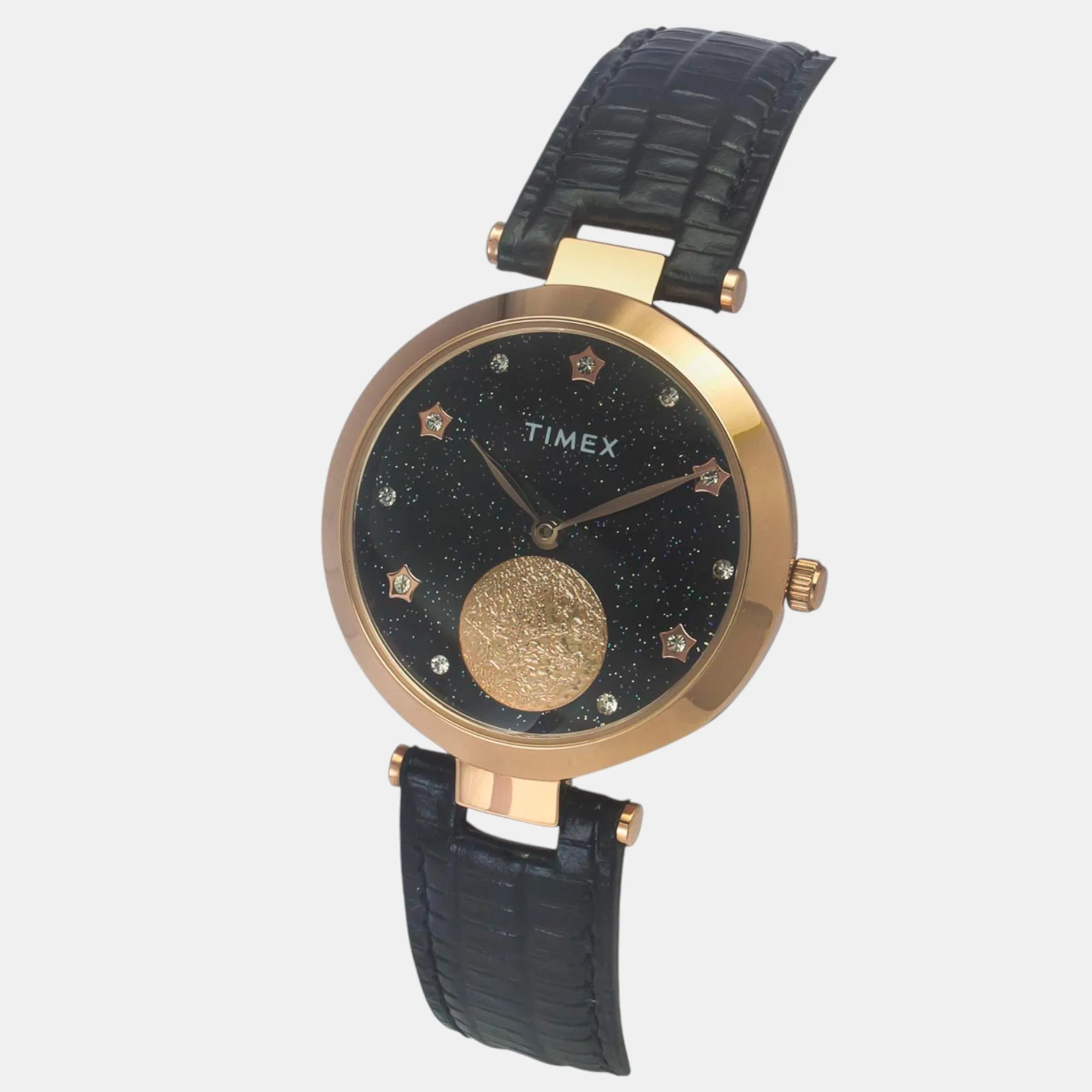 Women Quartz Black Dial Analog Leather Watch TWEL19203