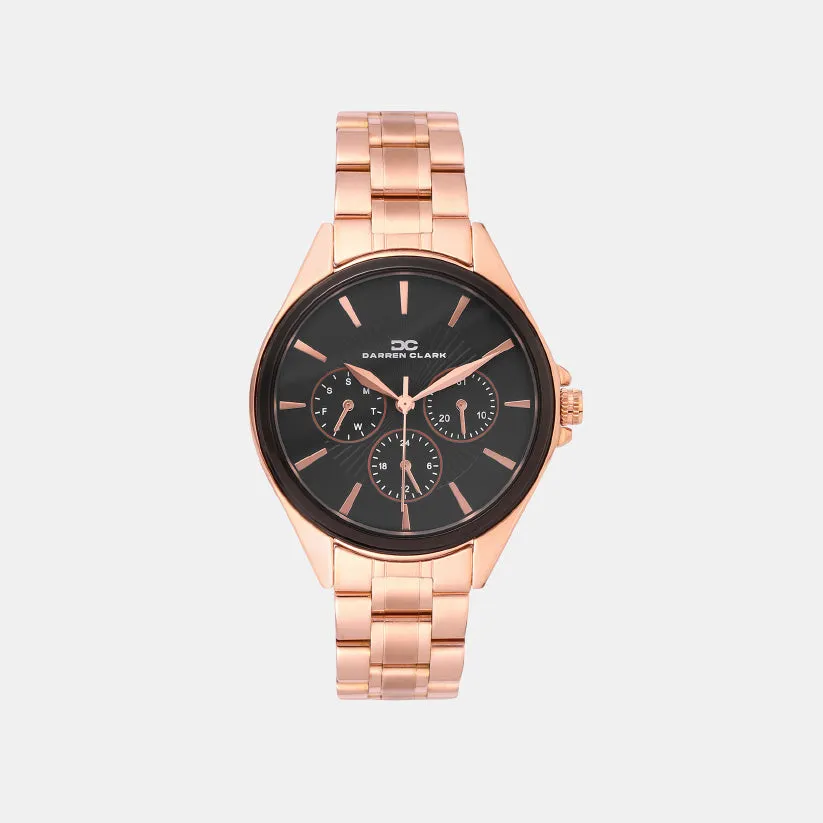 Women Quartz Black Dial Multi-Function Metal Watch 2010C-M0304