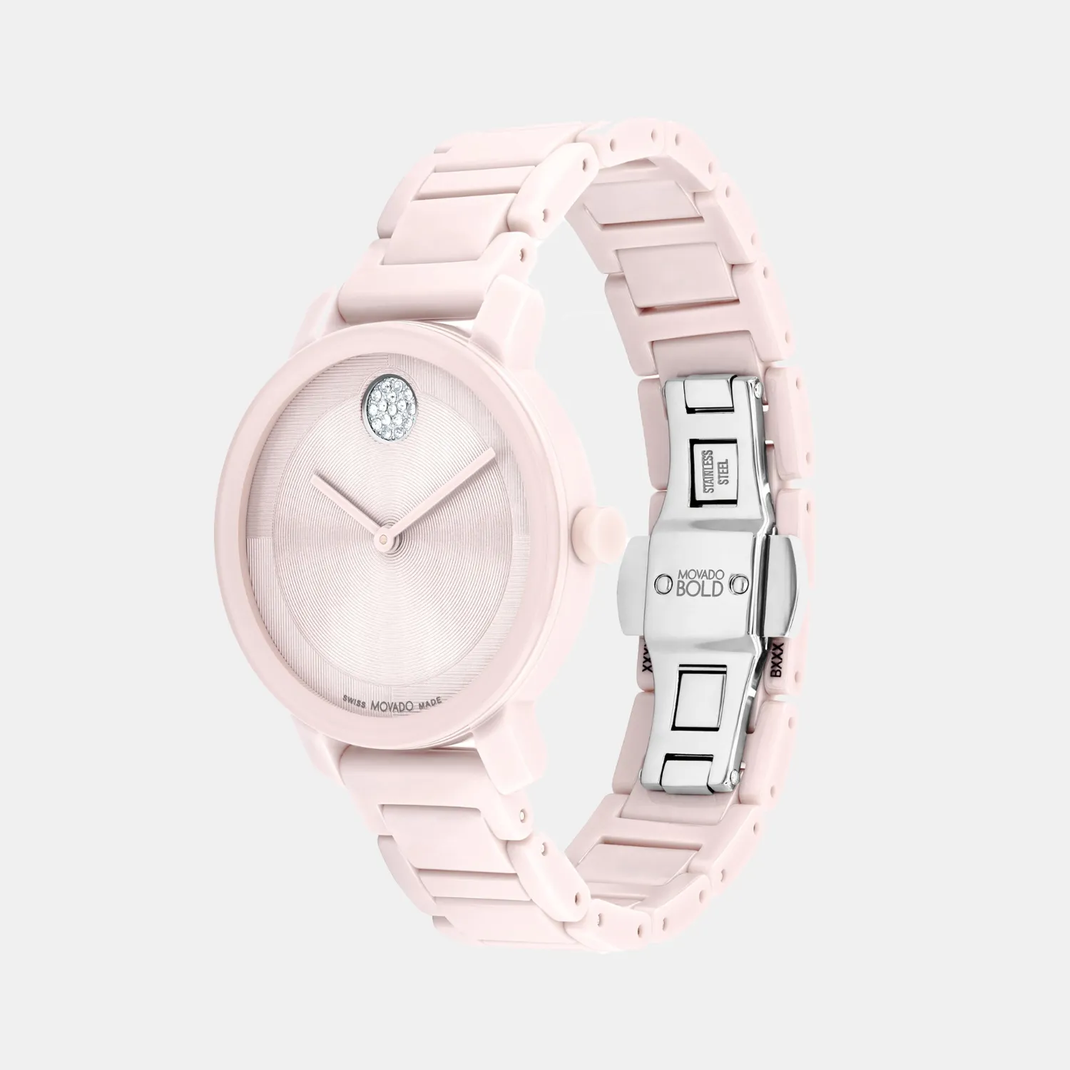 Women Quartz Blush Dial Analog Stainless Steel Watch 3601234