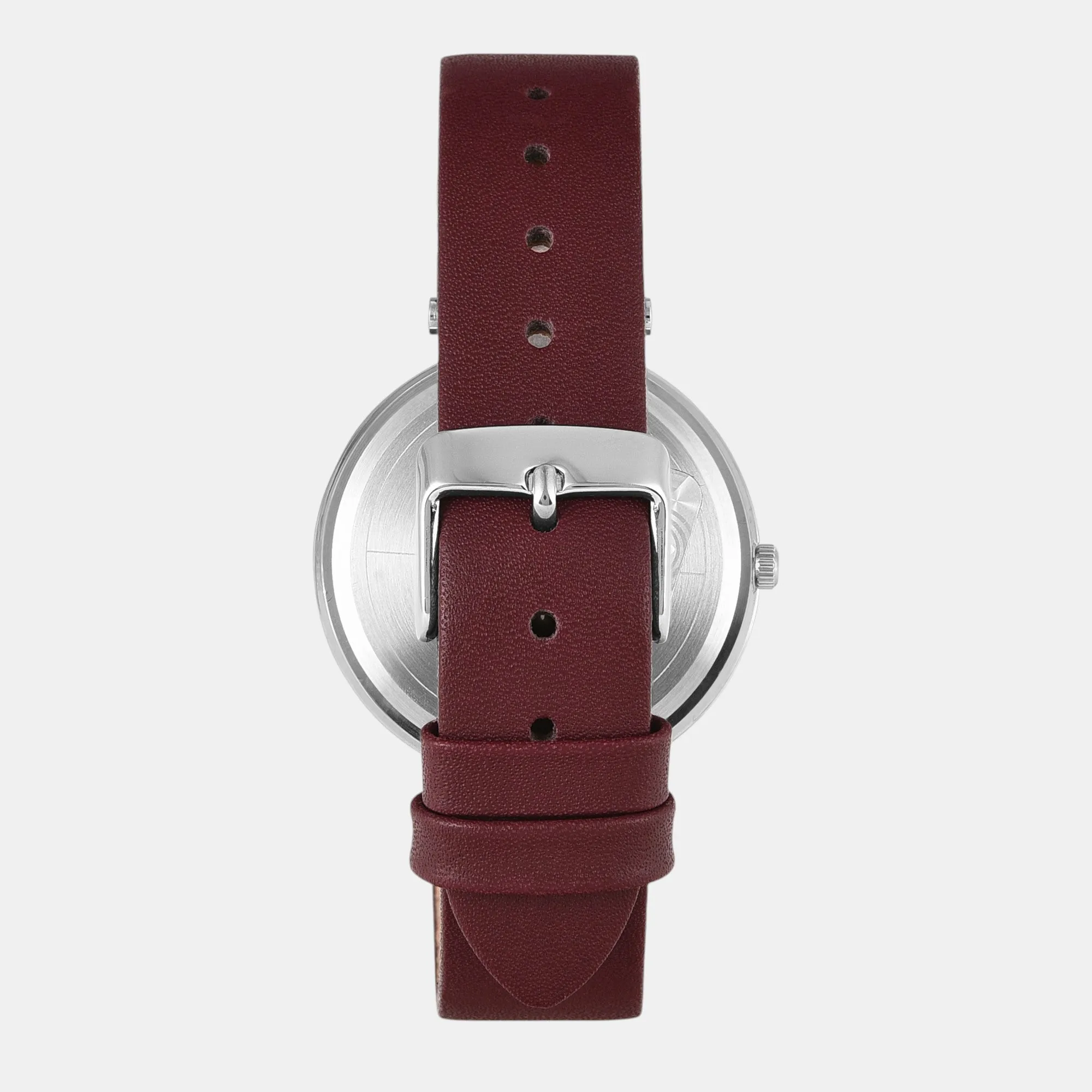 Women Quartz Burgundy Dial Analog Leather Watch TW000X245