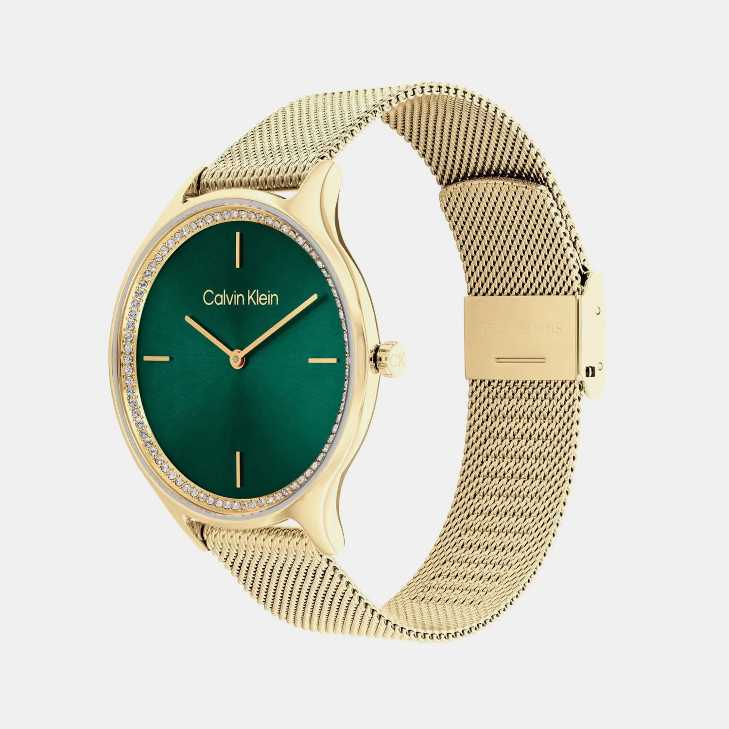 Women Quartz Dark Green Dial Analog Stainless Steel Watch 25100005
