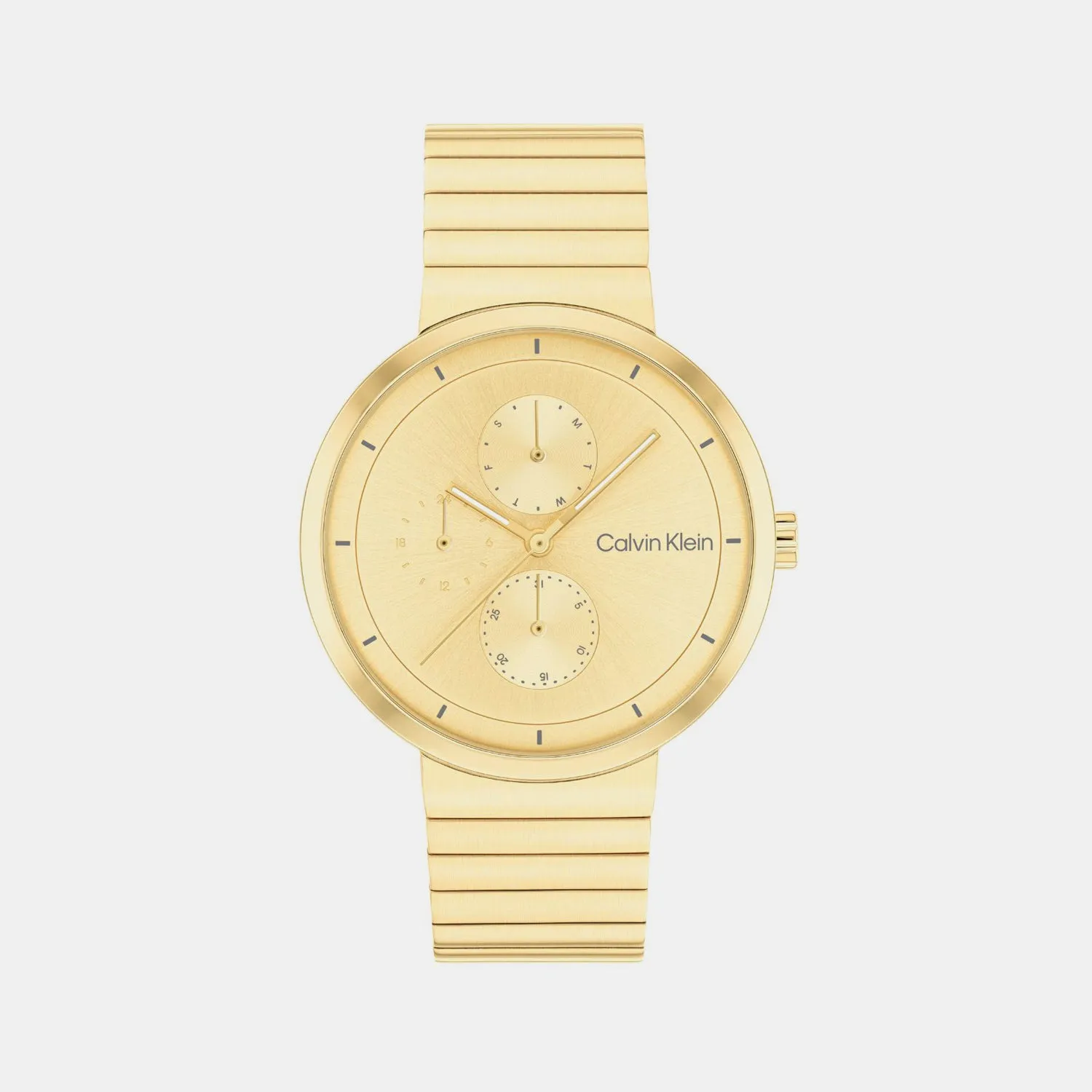Women Quartz Gold Dial Multi-Function Stainless Steel Watch 25100030