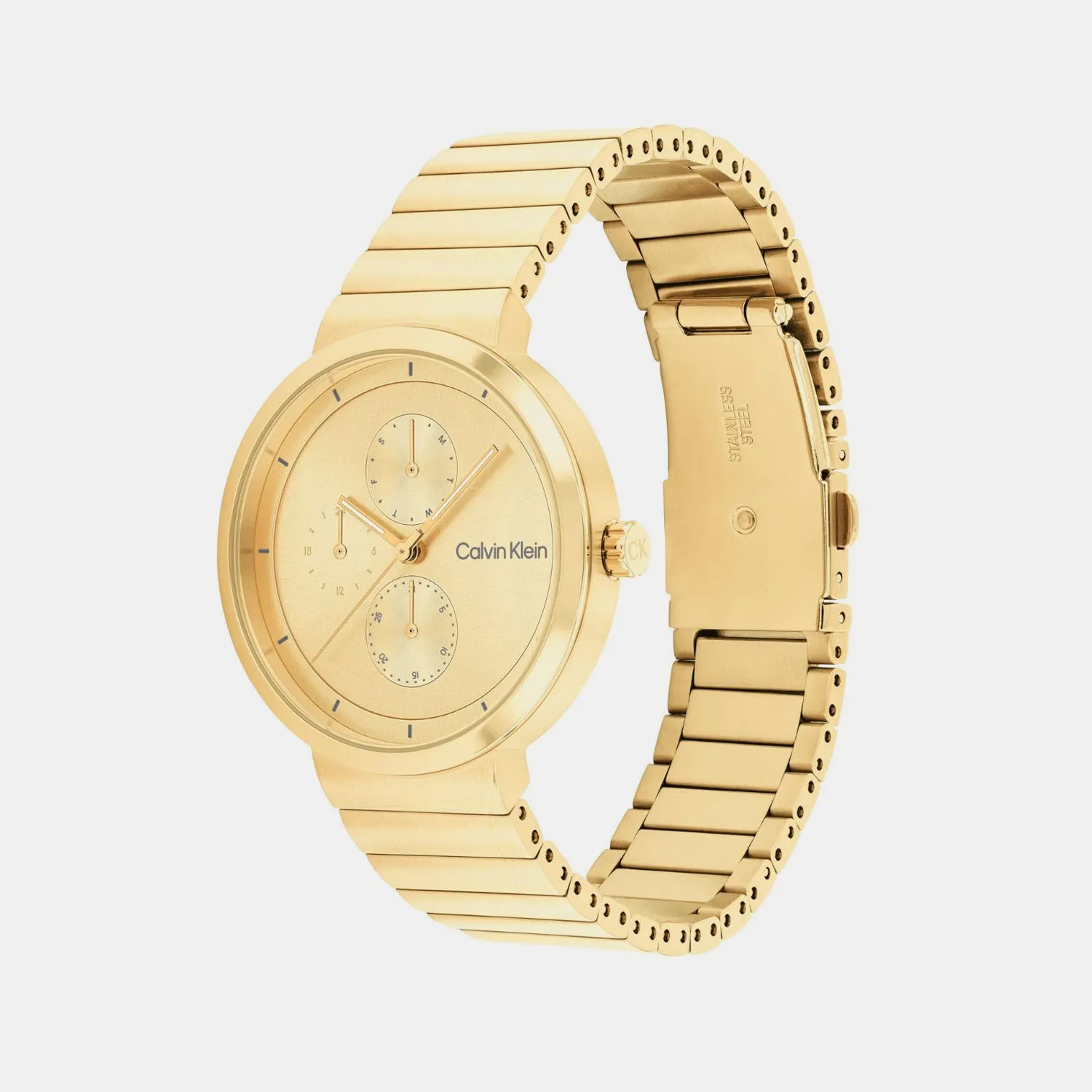 Women Quartz Gold Dial Multi-Function Stainless Steel Watch 25100030