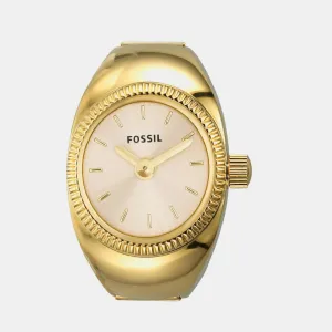 Women Quartz Gold Dial Ring Analog Stainless Steel Watch ES5246