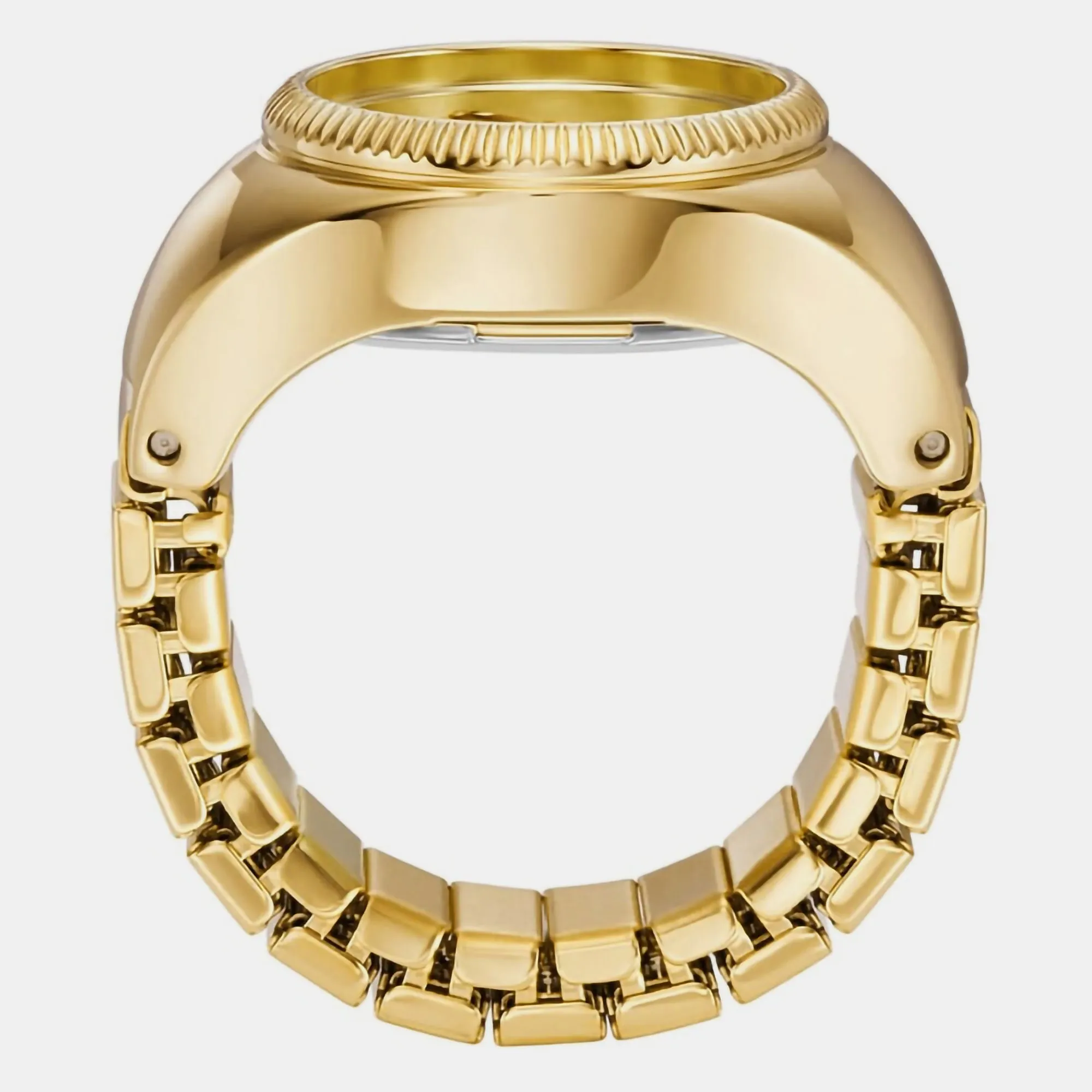 Women Quartz Gold Dial Ring Analog Stainless Steel Watch ES5246