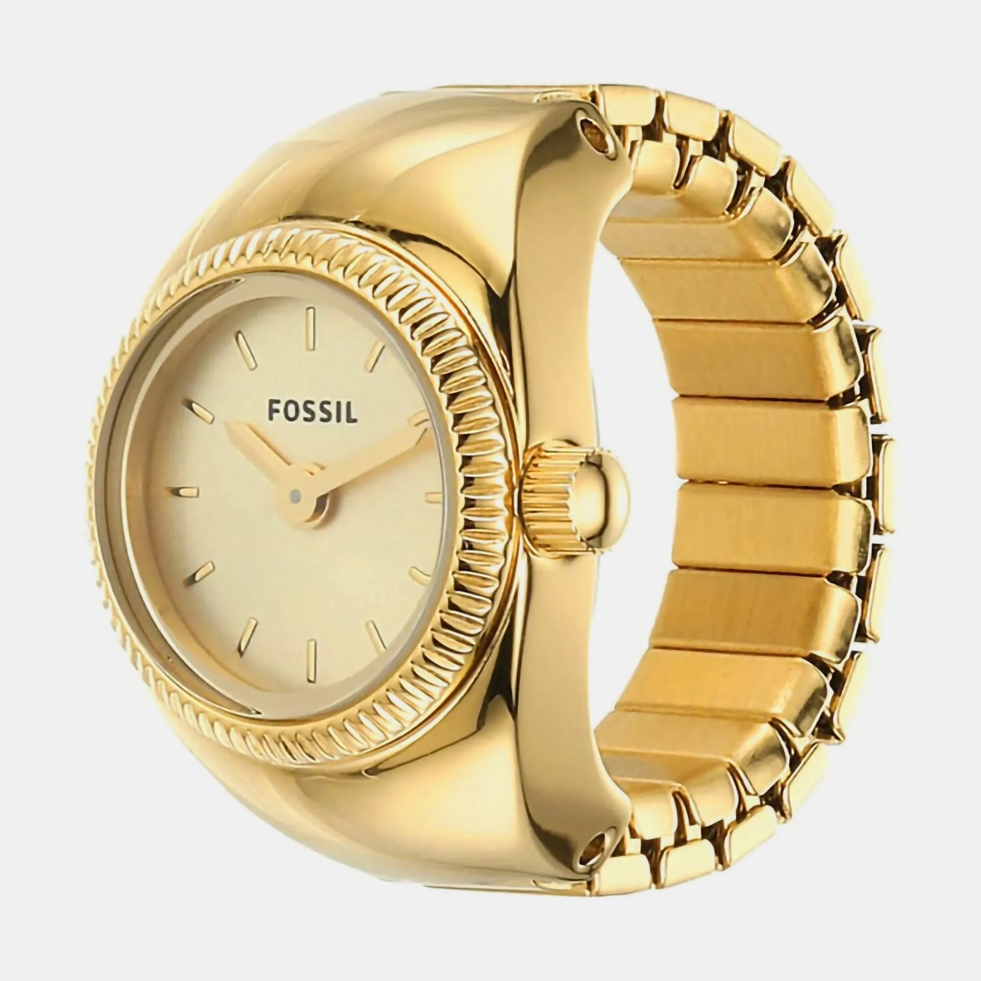 Women Quartz Gold Dial Ring Analog Stainless Steel Watch ES5246