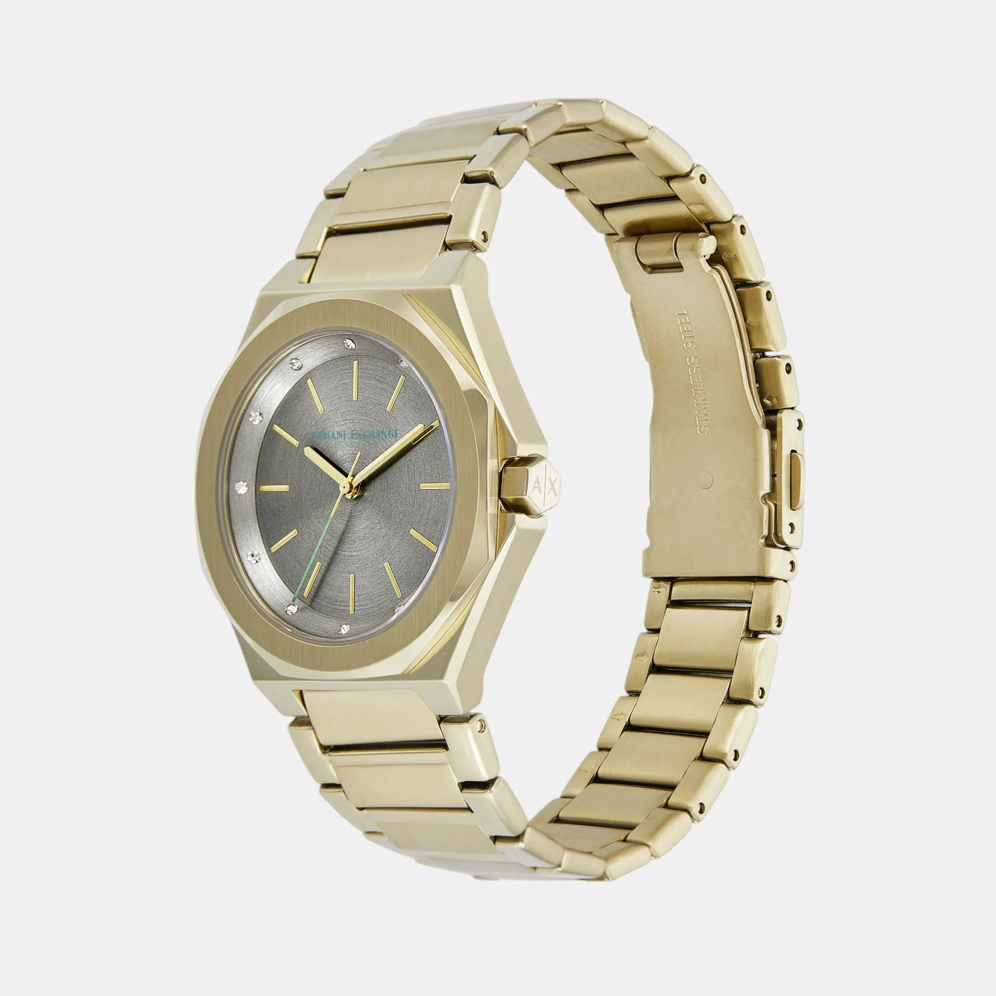 Women Quartz Gray Dial Analog Stainless Steel Watch AX4614
