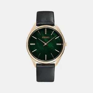 Women Quartz Green Dial Analog Leather Watch SWR068P1