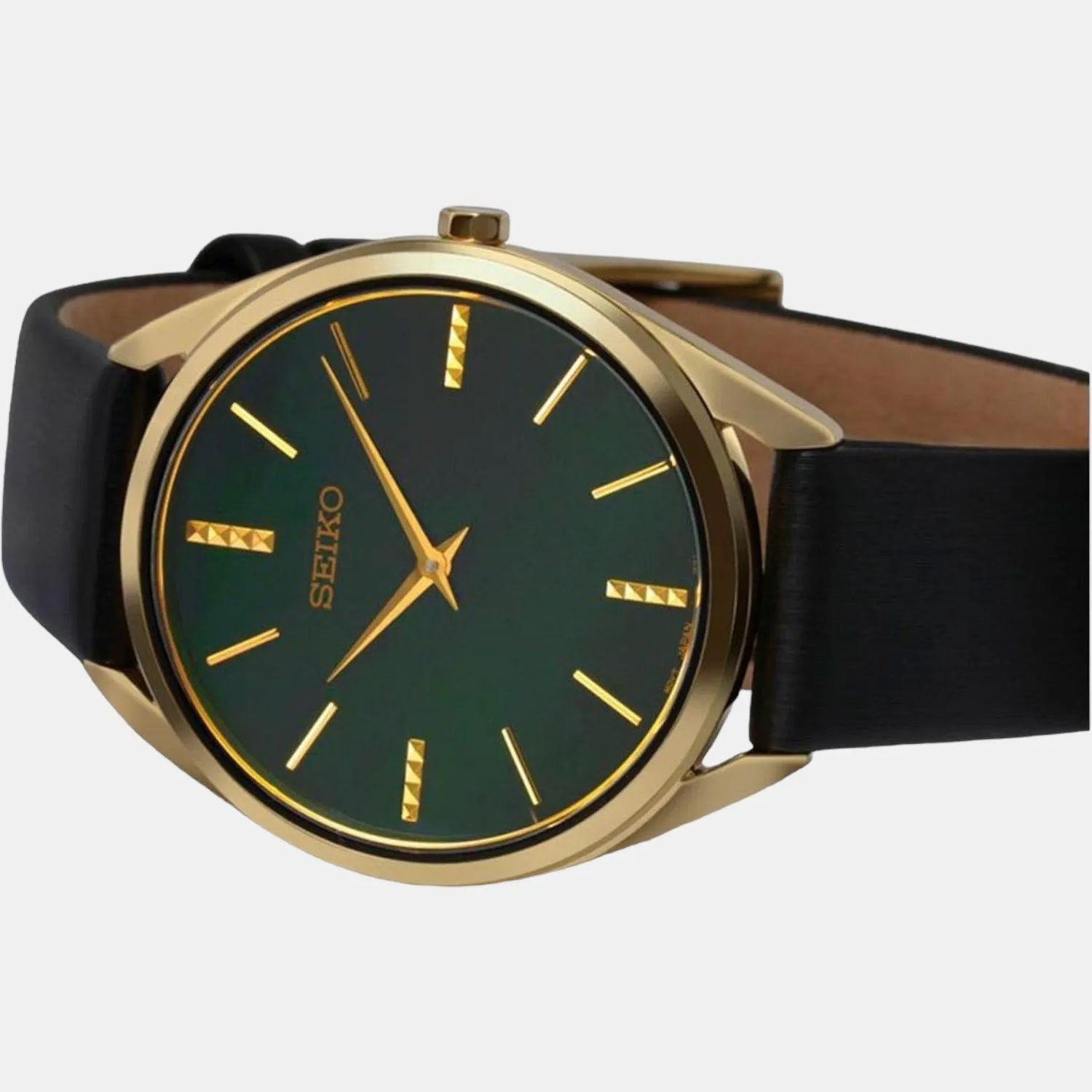 Women Quartz Green Dial Analog Leather Watch SWR080P1