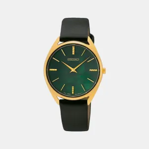 Women Quartz Green Dial Analog Leather Watch SWR080P1