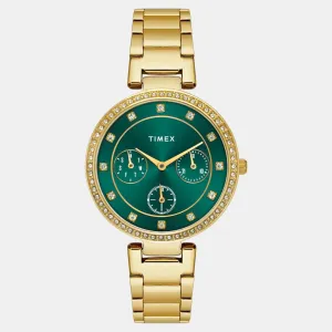 Women Quartz Green Dial Multi-Function Stainless Steel Watch TWEL18700