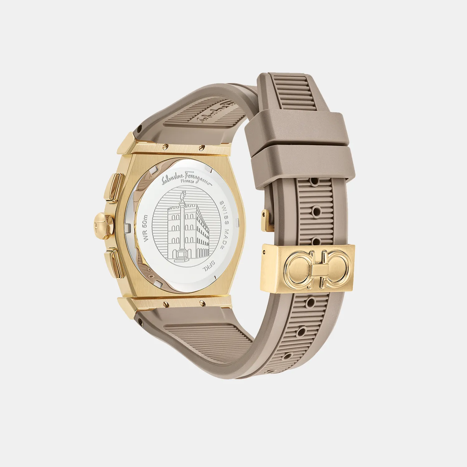 Women Quartz MOP White Dial Chronograph Rubber Watch SFKL00123
