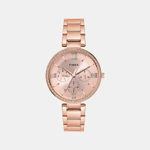 Women Quartz Pink Dial Multi-Function Stainless Steel Watch TWEL18707